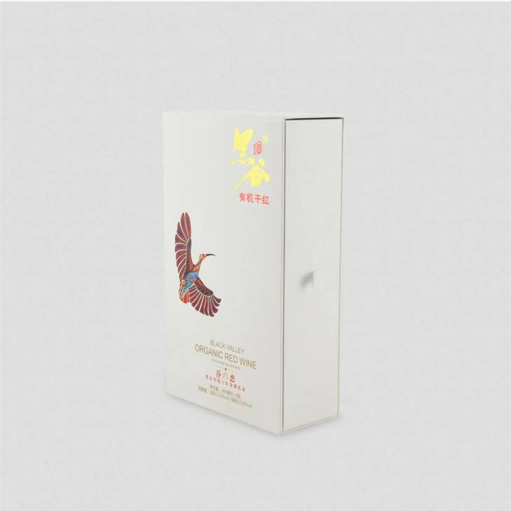 White Wine Box With Gold Stamping Logo